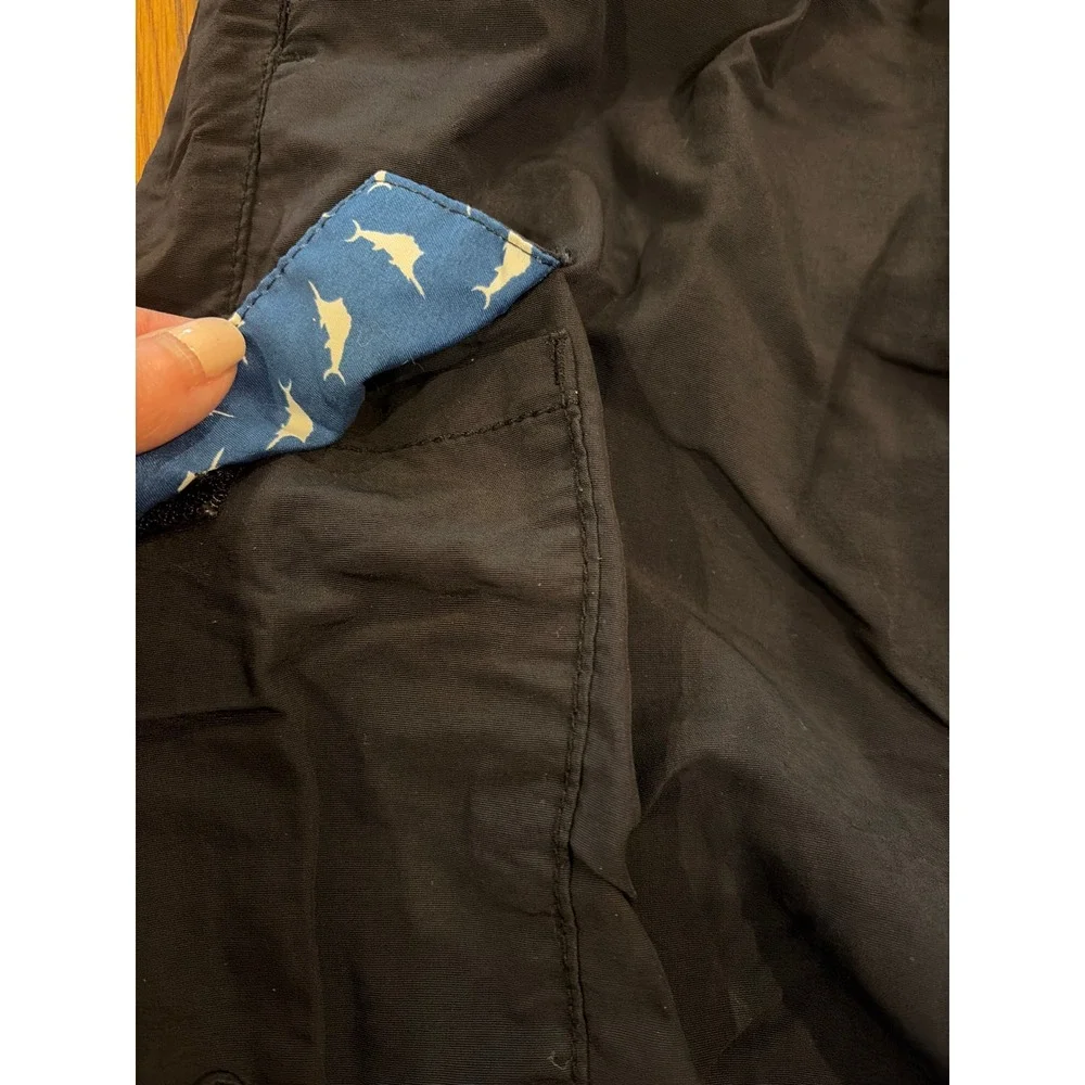 Tommy Bahama Mens Black Swim Trunks Cargo Pocket Marlin Logo Large L